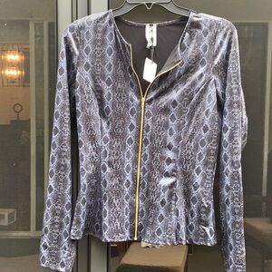 BLACK & BLUE PYTON PRINT LIGHTWEIGHT JACKET, SIZE LARGE, NEW WITH TAGS